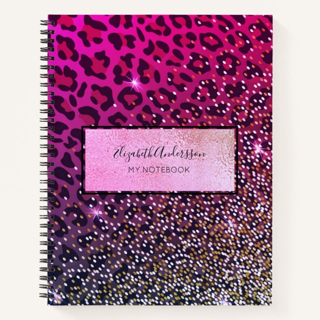Leopard pink purple black notebook (Front)