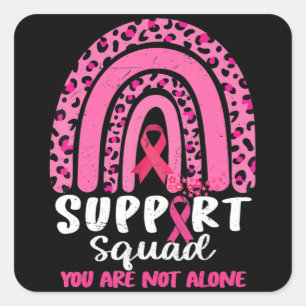 Leopard Pink Rainbow Support Squad Breast Cancer A Square Sticker