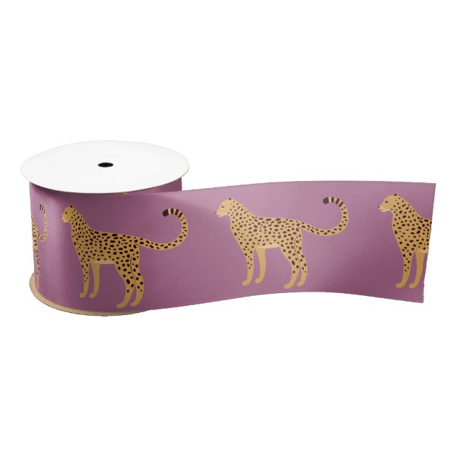 Leopard pink  satin ribbon (Spool)