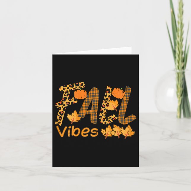 Leopard Plaid Fall Vibe Autumn Thanksgiving Women  Card (Front)