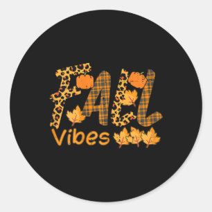 Leopard Plaid Fall Vibe Autumn Thanksgiving Women  Classic Round Sticker