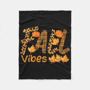 Leopard Plaid Fall Vibe Autumn Thanksgiving Women  Fleece Blanket