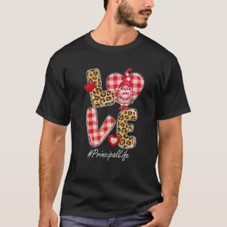 Leopard Plaid Heart LOVE Principal Life Gnome Vale T-Shirt