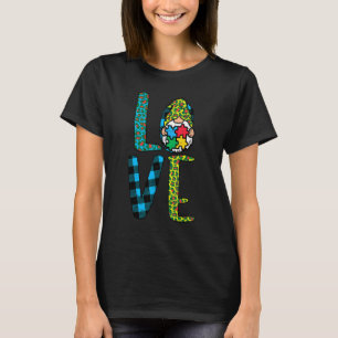 Leopard Plaid Love Nordic Gnome Puzzle Cute Autism T-Shirt