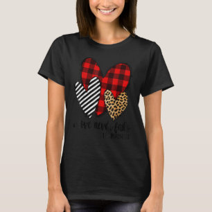 Leopard & Plaid Print Heart Valentine Love Never T-Shirt