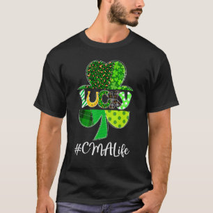 Leopard Plaid Shamrock Lucky Cma Life Nurse St Pat T-Shirt