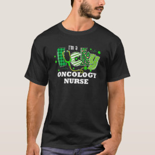 Leopard Plaid Shamrock Lucky Oncology Nurse St Pat T-Shirt