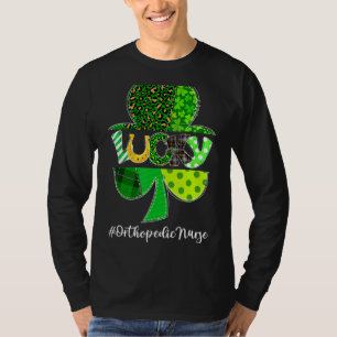Leopard Plaid Shamrock Lucky Orthopedic Nurse Patr T-Shirt
