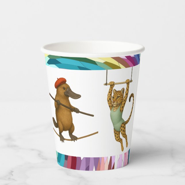 Leopard & platypus aerialists paper cups (Back)