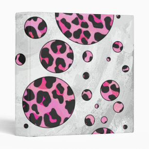 Leopard Polka Dot Black and Hot Pink Print Binder