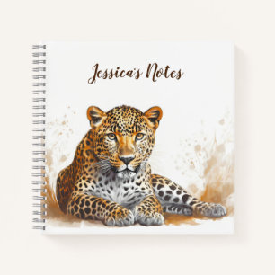 Leopard Portrait Personalized Name Notebook