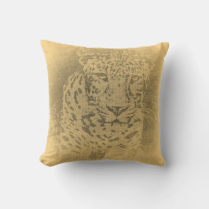 Leopard Portrait Vintage Pillow