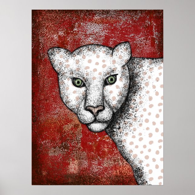 Leopard Posé Dit Hey Poster Wall Art (Devant)