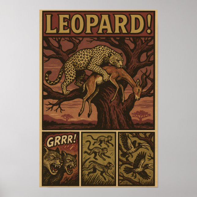 Leopard Predator Ambush Comic Art Poster (Front)