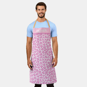 Leopard Preppy Pink Line Apron