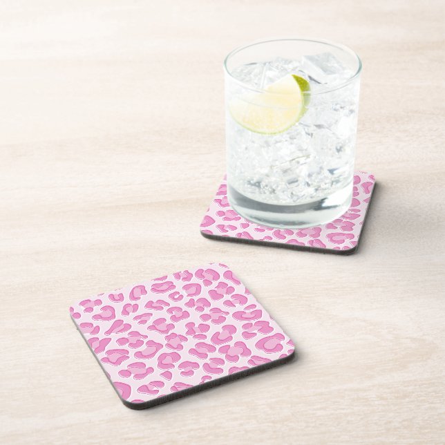 Leopard Preppy Pink Line Coaster (Right Side)