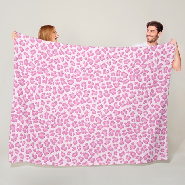 Leopard Preppy Pink Line Fleece Blanket (In Situ)
