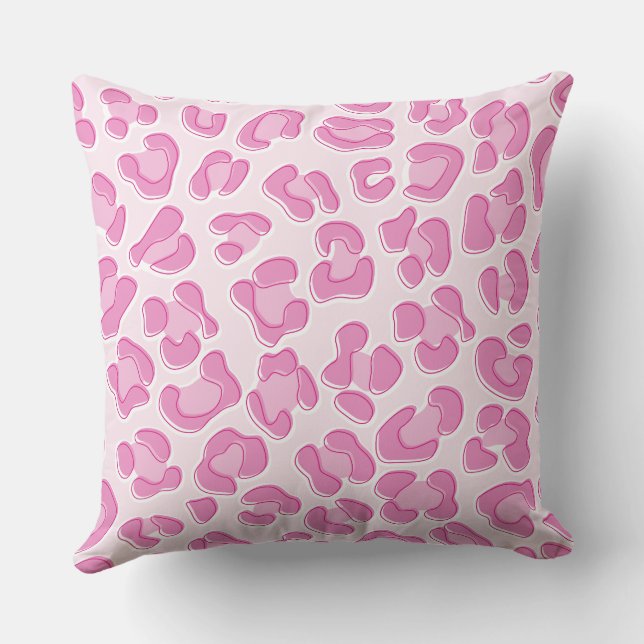 Leopard Preppy Pink Line Throw Pillow (Back)