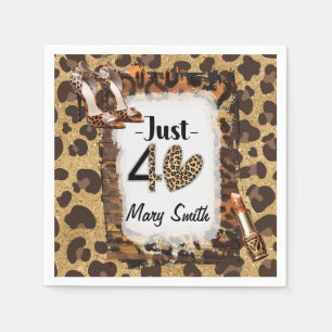 Leopard print  40th birthday Party with your name Napkin