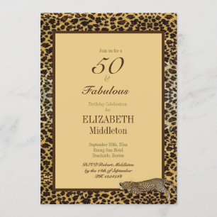 Leopard Print 50 and Fabulous Elegant Birthday Invitation