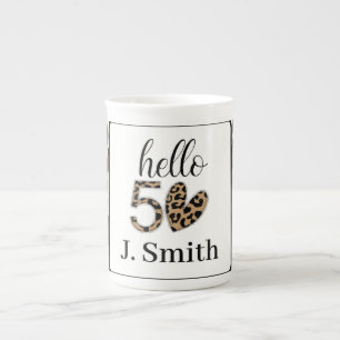 Leopard print 50th Birthday Bone China Mug