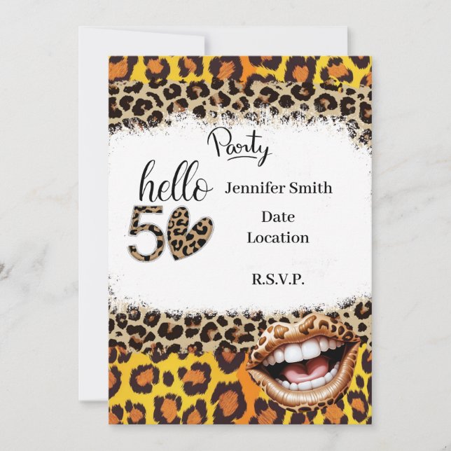 Leopard print 50th Birthday for Woman Invitation (Front)