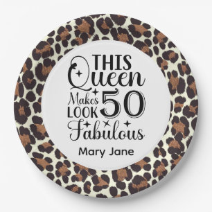 Leopard Print 50th Birthday  Paper Plate