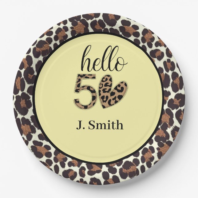 Leopard Print 50th Birthday Paper Plates - Custom  (Front)