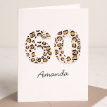 Leopard Print 60 | Modern Cute Name 60th Birthday Card<br><div class="desc">Simple, stylish and trendy leopard print age 60 greeting card in brown and black animal print on a pale pink background. The name and inside message in modern script can be easily personalized for a truly unique 60th birthday card for your loved one's special day! The design is also available...</div>