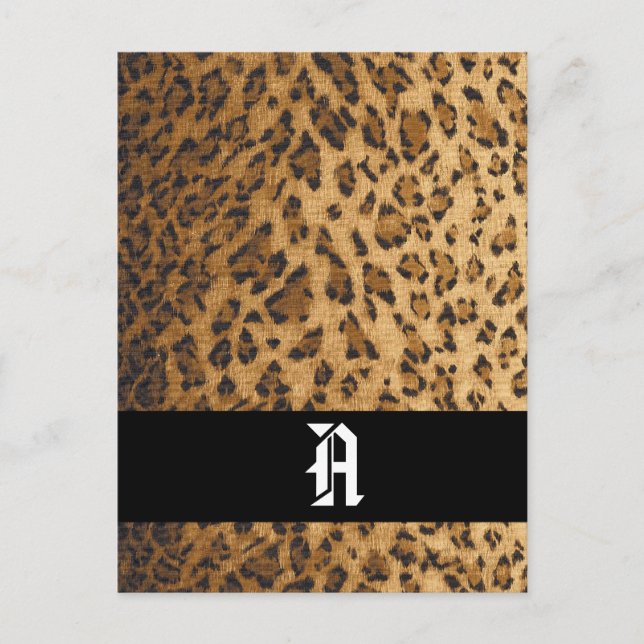 Leopard Print A monogram initials Postcard (Front)