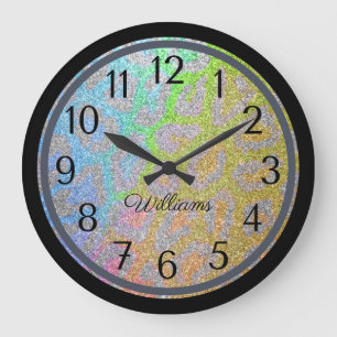 Leopard Print Abstract Rustic Large Clock