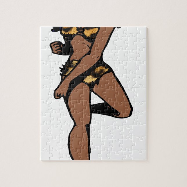 leopard print african pin up jigsaw puzzle (Vertical)