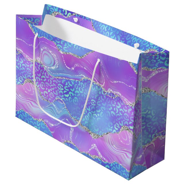 Leopard Print Agate | Glam Abstract Stone Pattern Large Gift Bag (Front Angled)