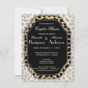 Leopard Print And Black Accent Frame Invite
