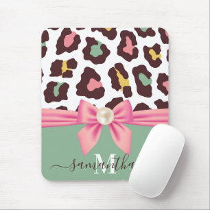 Leopard Print and Bow Mouse Pad