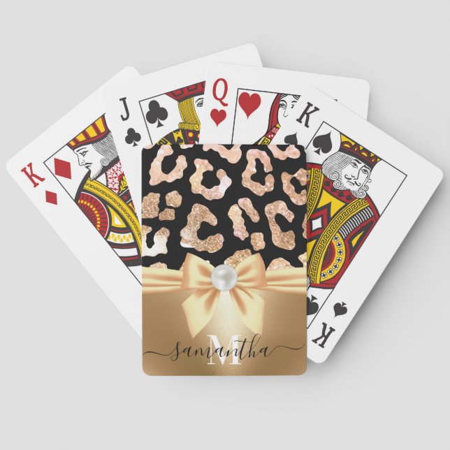 Leopard Print and Bow Playing Cards (Back)
