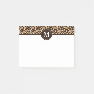 Leopard Print and Brown Custom Monogram Post-it Notes