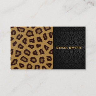 Leopard Print and Damask Business Card