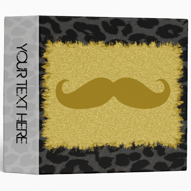 Leopard Print and Funny Moustache 3 Binder (Front/Spine)