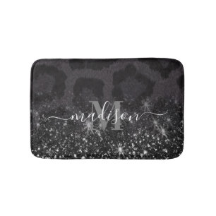 Leopard Print and Glitter Bath Mat