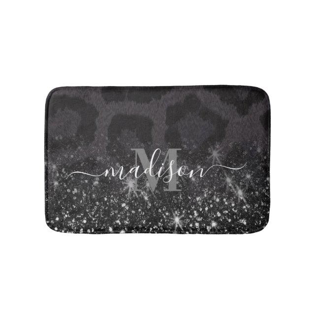 Leopard Print and Glitter Bath Mat (Front)