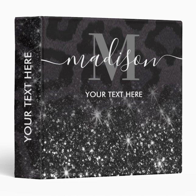 Leopard Print and Glitter Binder (Front/Spine)