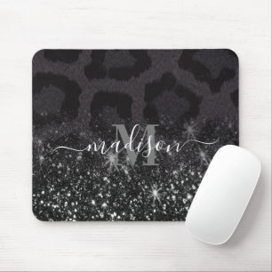 Leopard Print and Glitter Mouse Pad