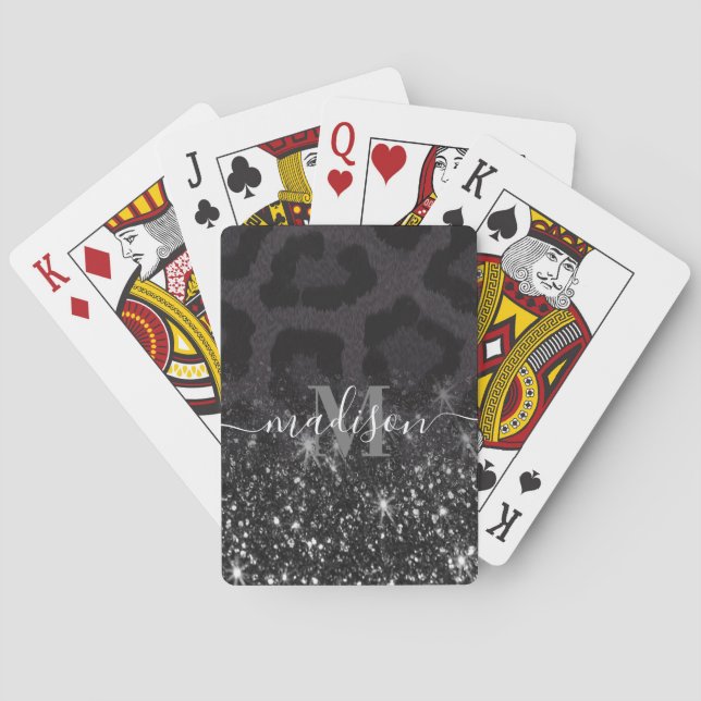 Leopard Print and Glitter Playing Cards (Back)