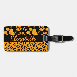 Leopard Print and Paws Personalized Address Luggage Tag