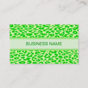 Leopard Print and Plain Lime Green Business Card