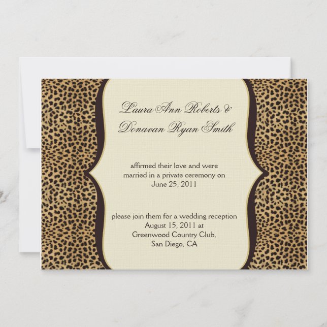 Leopard Print and Scrolls Post Wedding Invitation (Front)