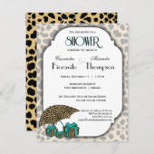 Leopard Print And Teal Accent Shower Invite (Front/Back)