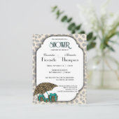 Leopard Print And Teal Accent Shower Invite (Standing Front)