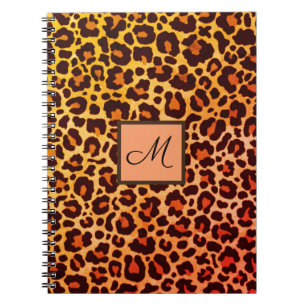 Leopard Print Animal Cheetah orange Monogram Notebook